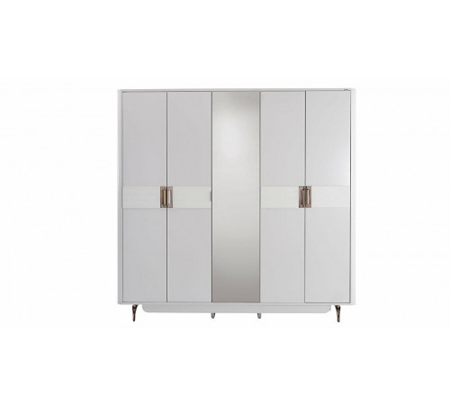 Пятистворчатый распашной шкаф для одежды и белья с зеркалом в спальню Larissa (Ларисса) lars-33 Пятистворчатый распашной шкаф для одежды и белья с зеркалом в спальню Larissa (Ларисса) lars-33