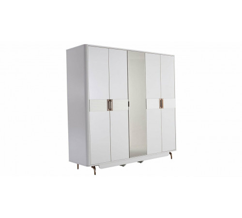 Пятистворчатый распашной шкаф для одежды и белья с зеркалом в спальню Larissa (Ларисса) lars-33 Пятистворчатый распашной шкаф для одежды и белья с зеркалом в спальню Larissa (Ларисса) lars-33