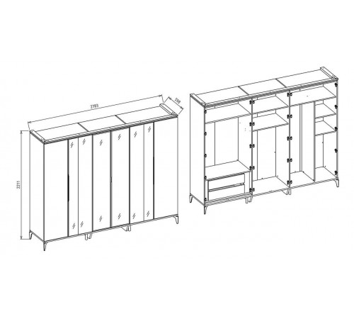 Шестистворчатый шкаф Лоретто (Loretto) LORET-34 Шестистворчатый шкаф Лоретто (Loretto) LORET-34