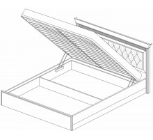 Кровать 1400/1600/1800 с подъемным механизмом Неаполь  Ясень анкор светлый (патина "серебро") экокожа polo белая Кровать 1400/1600/1800 с подъемным механизмом Неаполь  Ясень анкор светлый (патина "серебро") экокожа polo белая